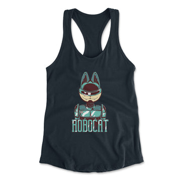 Robocat Womens Racerback Tank in Midnight Navy color